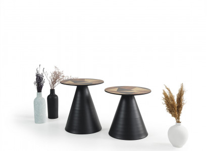 Designer-Set mit 2x Couchtischen im zeitgenössischen Stil für das Wohnzimmer